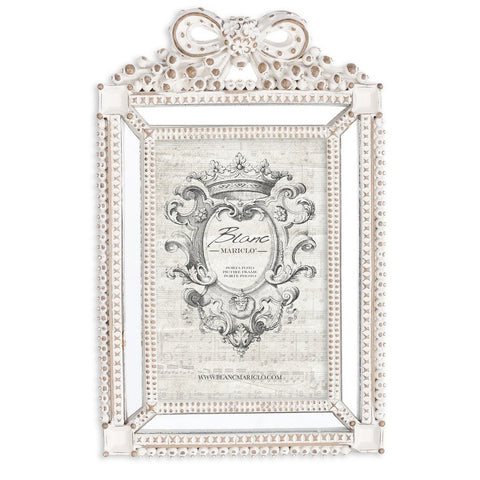 BLANC MARICLO' Cadre photo blanc en résine effet vieilli avec inserts miroir