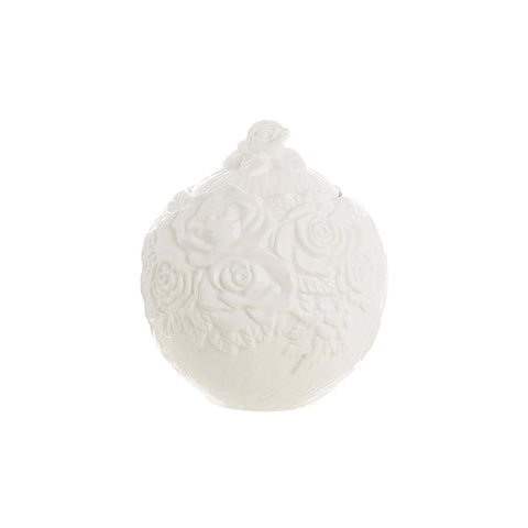 BLANC MARICLO' Sucrier en porcelaine blanche décor roses 10x9x11 cm