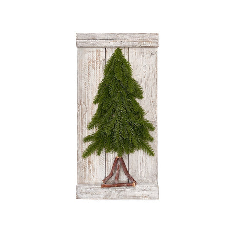 FABRIC CLOUDS Christmas picture CHRISTMAS TIME wood raised tree 25x50cm