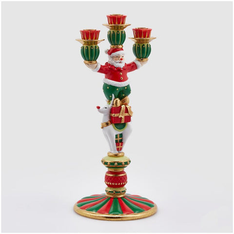 EDG Santa Claus candle holder with three flames in polyresin H51 cm