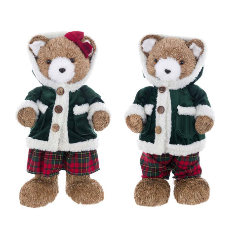 Blanc Mariclò Figurine de Noël Ours au manteau vert 2 variantes (1pc)