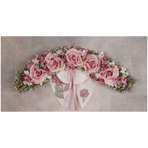Fleurs Lena Fuoriporta avec 5 roses et hortensias fabriquées en Italie 60xH33 cm