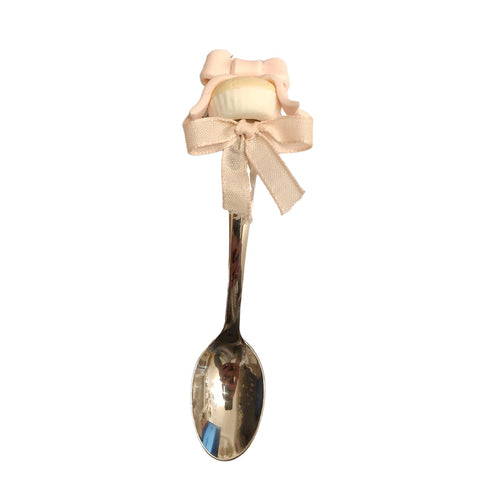 I DOLCI DI NAMI Metal spoon with muffin and handmade pink bow 15 cm