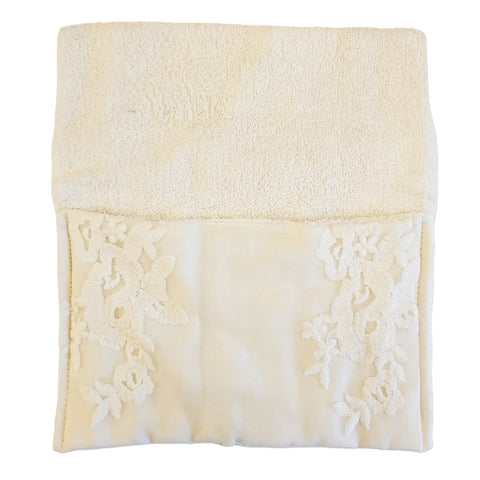 CHARMING Natural linen bathroom clutch bag with "LUIGI XVI" embroidery 23x17 cm