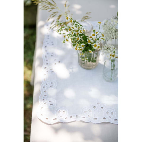 Blanc Mariclò Set due tovagliette in lino "Dentelle" Shabby 38x50 cm