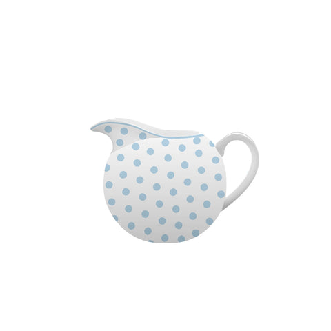ISABELLE ROSE Light blue fine bone china porcelain milk jug with white polka dots 9x9.5 cm