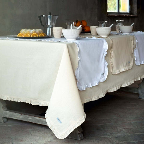 Blanc Mariclò Runner centrotavola da tavolo cucina con galetta bordeaux, Shabby Chic Infinity 45x140 cm