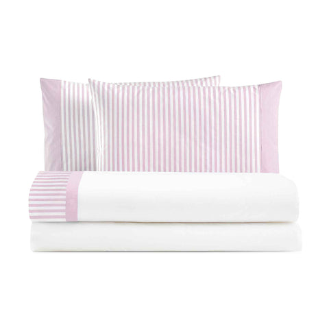 Pearl White Single bed set in cotton + "Eolie" pillowcase
