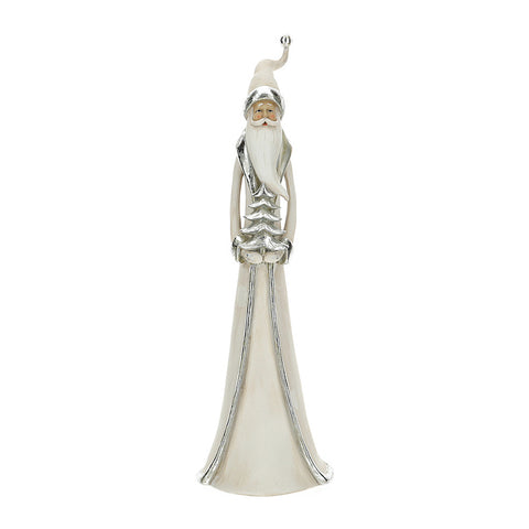 HERVIT Slim Santa Claus figurine gift idea in white and silver resin 80 cm