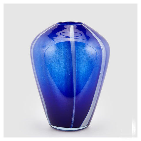 EDG Enzo de Gasperi Vaso da interno in vetro lucido blu "Marea", porta fiori o piante, stile moderno