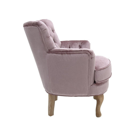 INART Pink velvet armchair with wooden feet 62x70x75 cm 3-50-176-0020