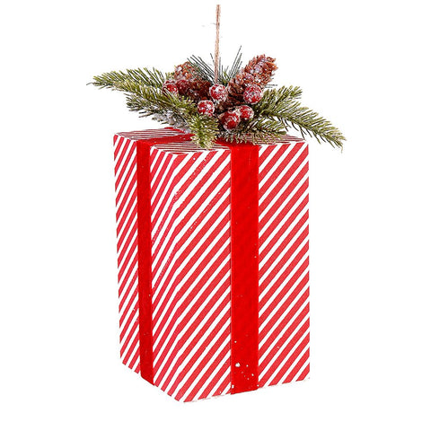 VETUR Decoro natalizio pacco regalo con vischio da appendere 24 cm