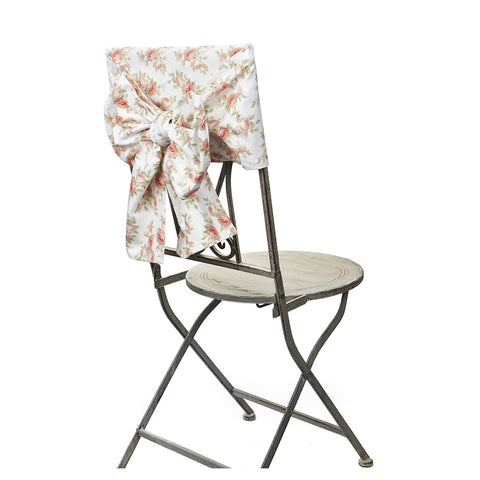 NUAGES DE TISSU Set 2 housses de chaise avec noeud ANNETTE coton rose à fleurs 22x230