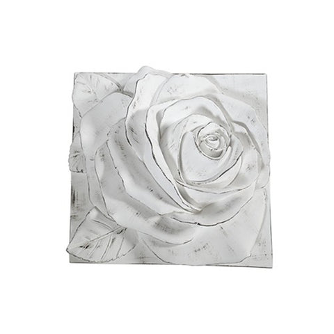 VIRGINIA CASA Ceramic wall plate with rose FRAMES white 25x25 cm