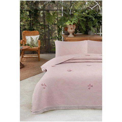 Blanc Mariclò Single pink spring quilt with Shabby butterflies "Mariposa" 180x260 cm