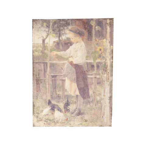 CLAYRE &amp; EEF Picture girl with chickens 55x3x73 cm 50451