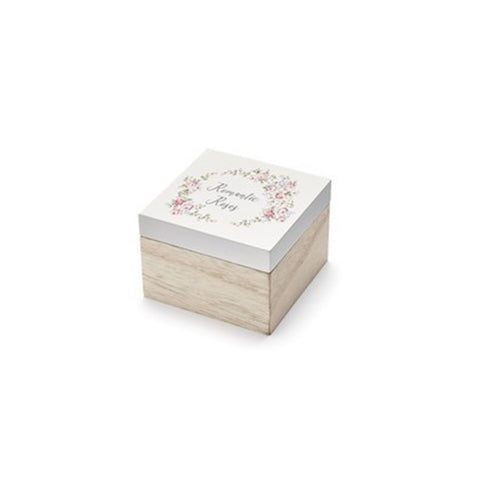 Nuages ​​en Tissu Boîte en bois "Roses Romantiques" 10x10,5 cm