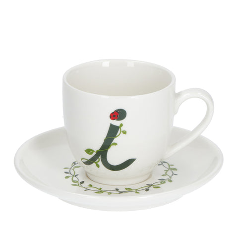 LA PORCELLANA BIANCA Espresso cup with saucer letter I in porcelain "Solo Tua" 90 cc