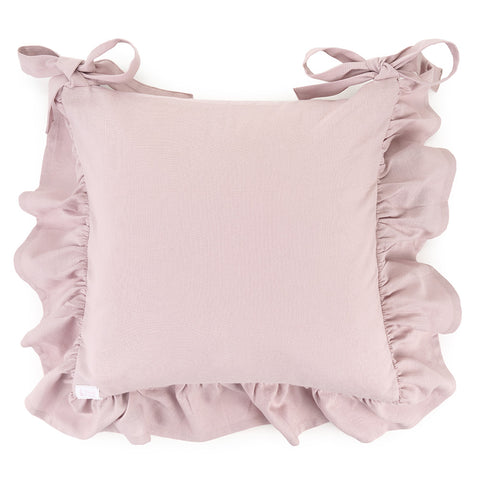 FABRIC CLOUDS Set of two pink chair cushions with flounce in cotton, Demetra 40x40+10 cm