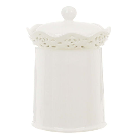 BLANC MARICLO' Set 3 carved jars in white ceramic 12x12x17 cm