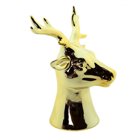 Clayre &amp; Eef Christmas Figurine Deer in Polished Gold Porcelain 3 Variants (1pc)