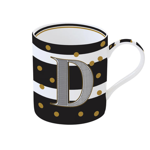 EASY LIFE White porcelain tea cup with letter D R0282#LETD