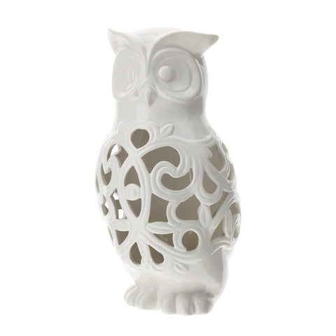 HERVIT Openworked white porcelain owl statue wedding favor idea 16x29 cm