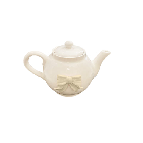 AD REM COLLECTION White porcelain teapot with beige bow 25x15 cm