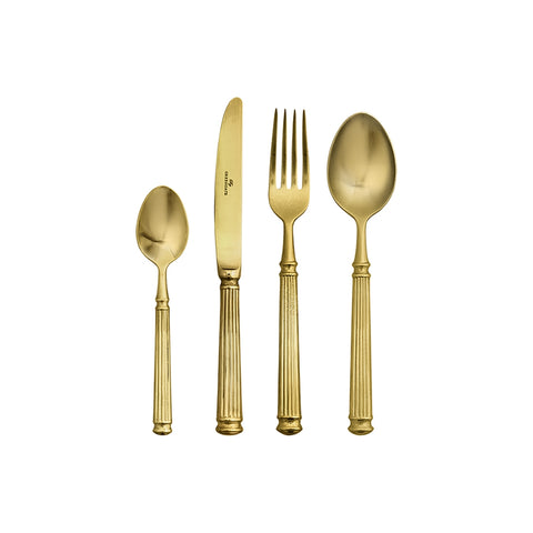 GREENGATE Set 24 cutlery 6 places gold stainless steel striped handles