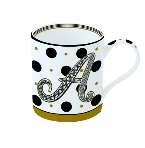 EASY LIFE Tasse à thé en porcelaine blanche avec lettre A R0282#LETA