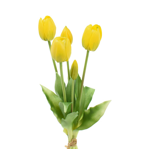 EDG Enzo de Gasperi Tulipano gommoso fiore artificiale, bouquet 5 tulipani finti gialli