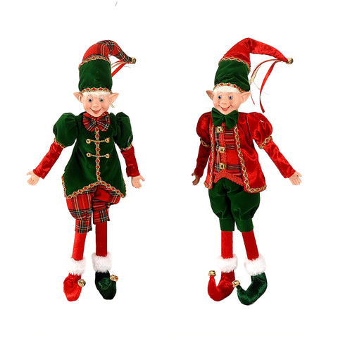 VETUR Décorations de Noël lutins rouges et verts en résine et tissu 2 variantes 45 cm