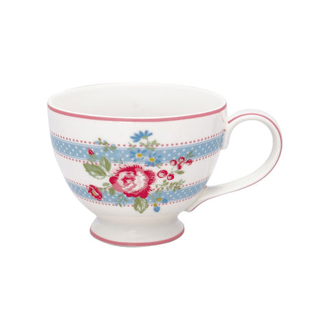 GREENGATE Tea cup with handle EVIE in white stoneware 400 ml STWTECEVI0106