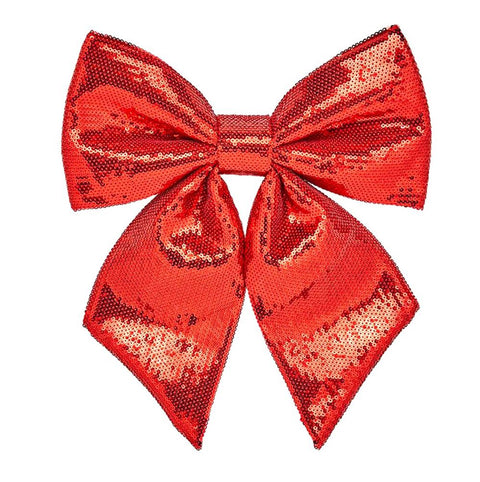 Enzo De Gasperi Christmas decoration bow outside the door in red micro sequins