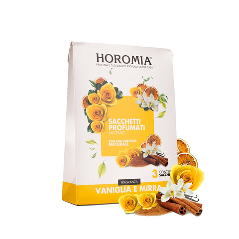 HOROMIA Set of 3 scented sachets with multipurpose VANILLA AND MYRRH natural rice