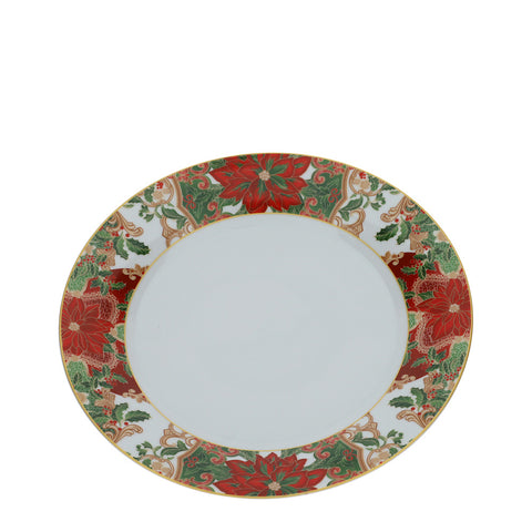 HERVIT Service 6 assiettes plates thème Noël en porcelaine décors or et vert Ø 27 cm