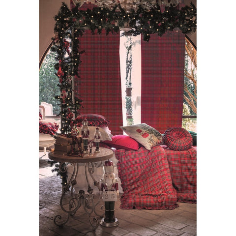 BLANC MARICLO' Set 2 pannelli tenda natalizia TARTAN fantasia scozzese 150x300cm