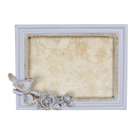 CLAYRE E EEF Rectangular photo frame with lilac and gold birds 13x18 cm