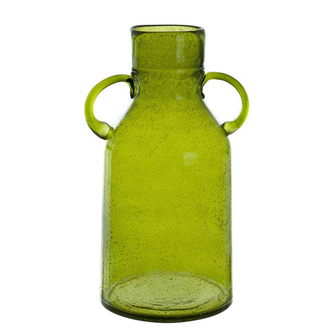Blanc Mariclò Vaso portafiori in vetro verde "Belcore" 19x19x38 cm
