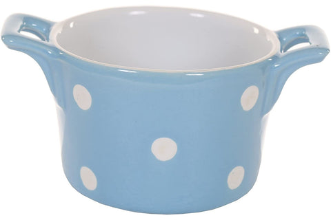 ISABELLE ROSE Ceramic muffin bowl light blue with polka dots Ø8,5 H5,5 cm IR5303