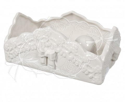 Coccole di Casa Porte-verre "Fleur" en céramique Shabby 21X11X10 cm