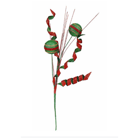 Branche de décoration de Noël VETUR avec boules en polystyrène rouge/vert 68cm