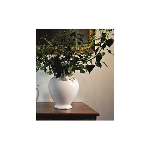 VIRGINIA CASA Vaso da interno con melograno in ceramica effetto anticato, made in italy, classico vintage H36