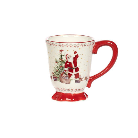 GOODWILL Mug de Noël tasse à lait en porcelaine rouge 2 variantes Ø12 H10,2 cm