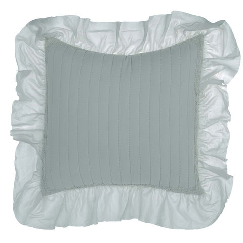BLANC MARICLO' Coussin carré vert en polyester avec bordure dentelle 40x40 cm