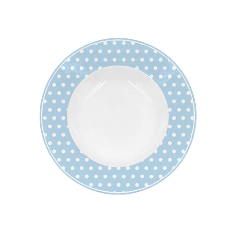 ISABELLE ROSE Deep plate in light blue porcelain with white polka dots Ø 22 cm