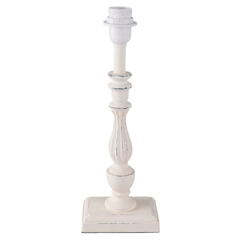 CLAYRE &amp; EEF Pied de lampe vintage bois blanc antique 14x10x39 cm