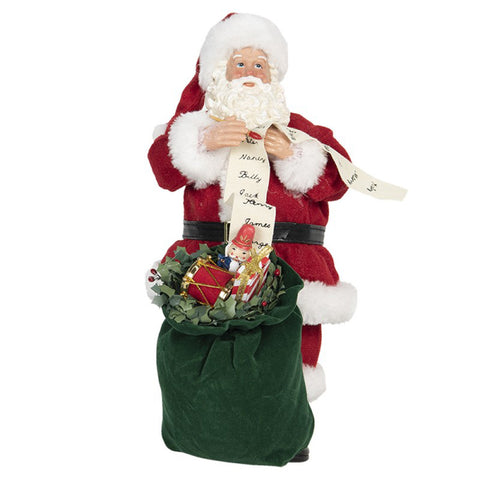 CLAYRE &amp; EEF Christmas decoration Santa Claus with red fabric clothes 17x13x28 cm