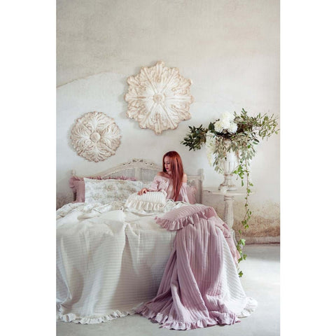 BLANC MARICLO' Completo lenzuola matrimoniale VINTAGE FLORAL cotone beige