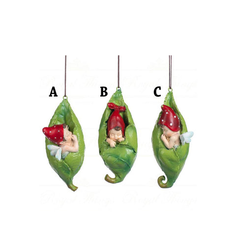 GOODWILL Fairy Christmas decoration wrapped in resin leaf 3 variants 11 cm